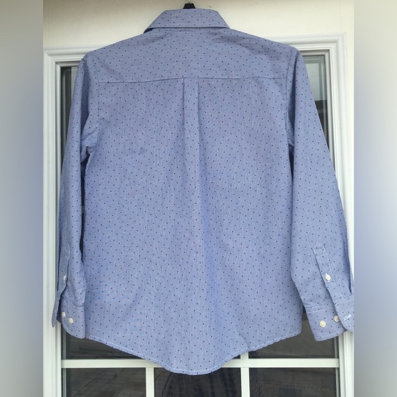 Blue Chaps Cotton  Long Sleeve Button Down small lines and dots - Picture 2 of 9
